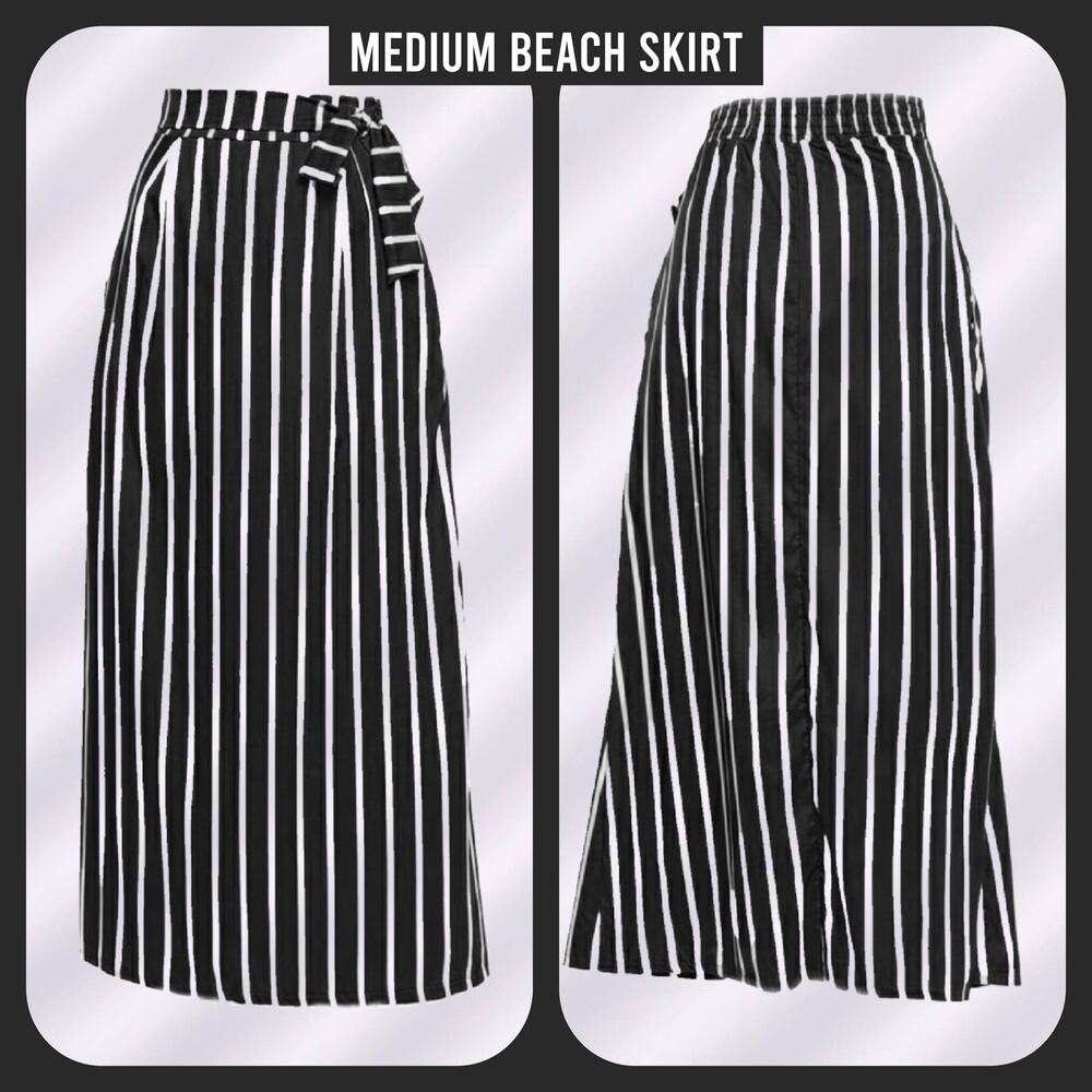 New Black and White Beach Swimwear Cover Up Long Skirt Size Medium